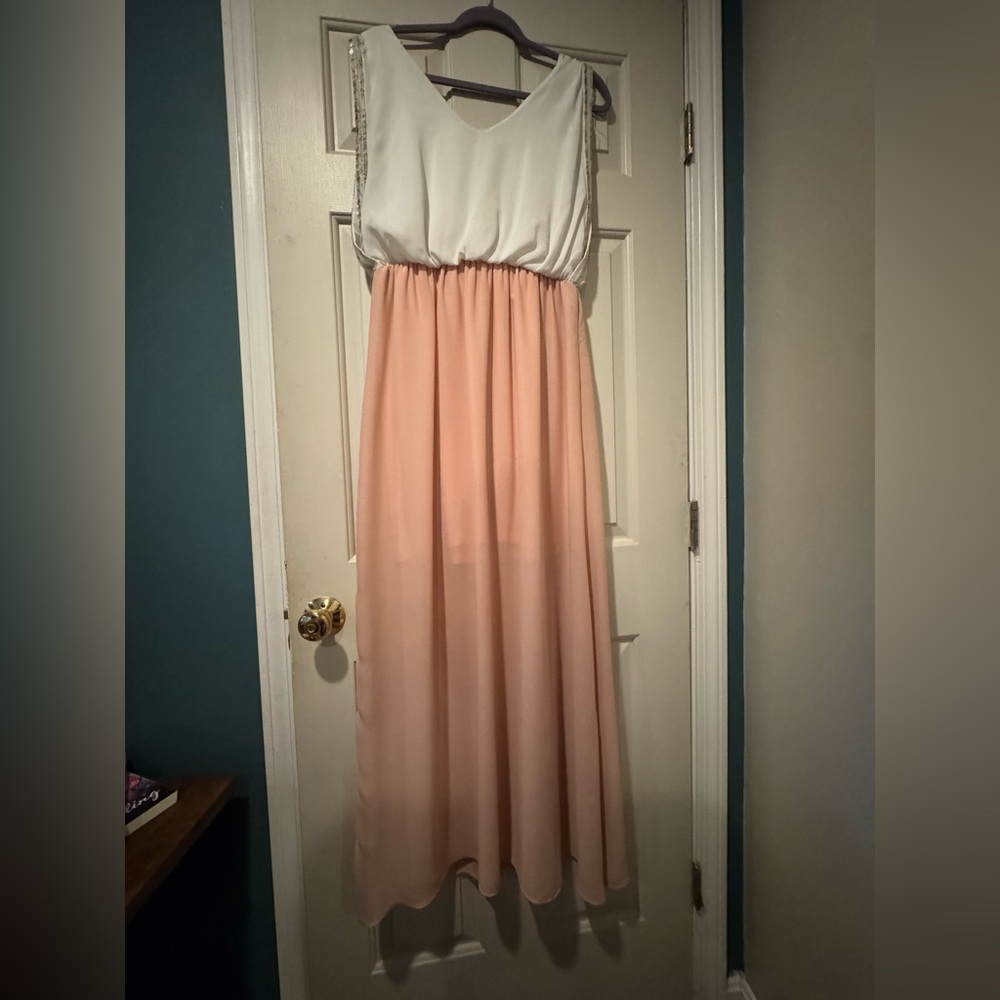 White and Pink Maxi Dress
